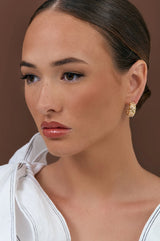 Woven Gold Hoops PEARL