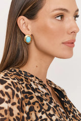 AD Oval Earrings GOLD TURQUOISE