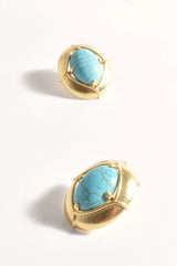 AD Oval Earrings GOLD TURQUOISE