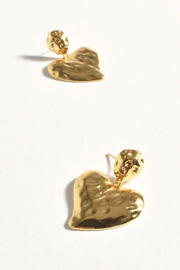 Textured Heart Drop Earrings GOLD