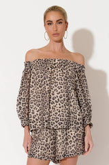 Crystal Off Shoulder Top LEOPARD