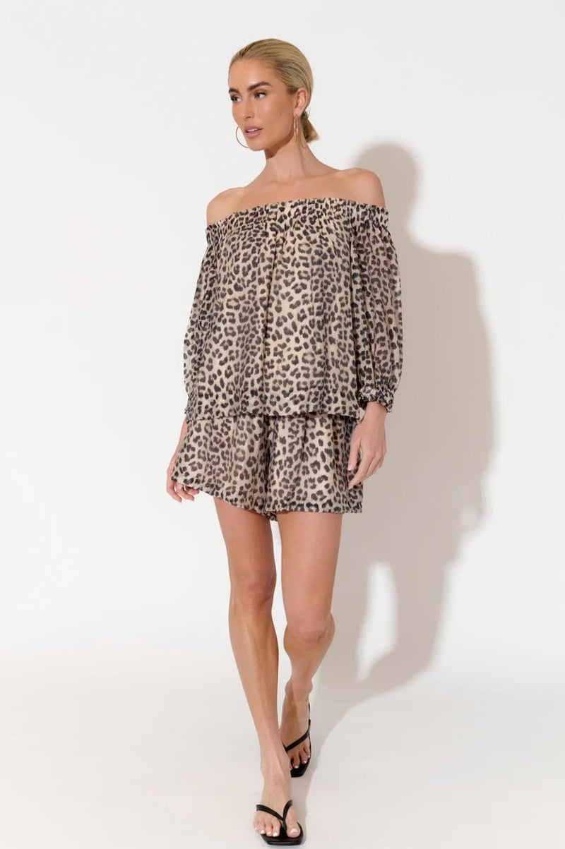 Crystal Off Shoulder Top LEOPARD