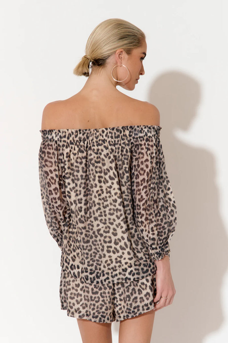 Crystal Off Shoulder Top LEOPARD