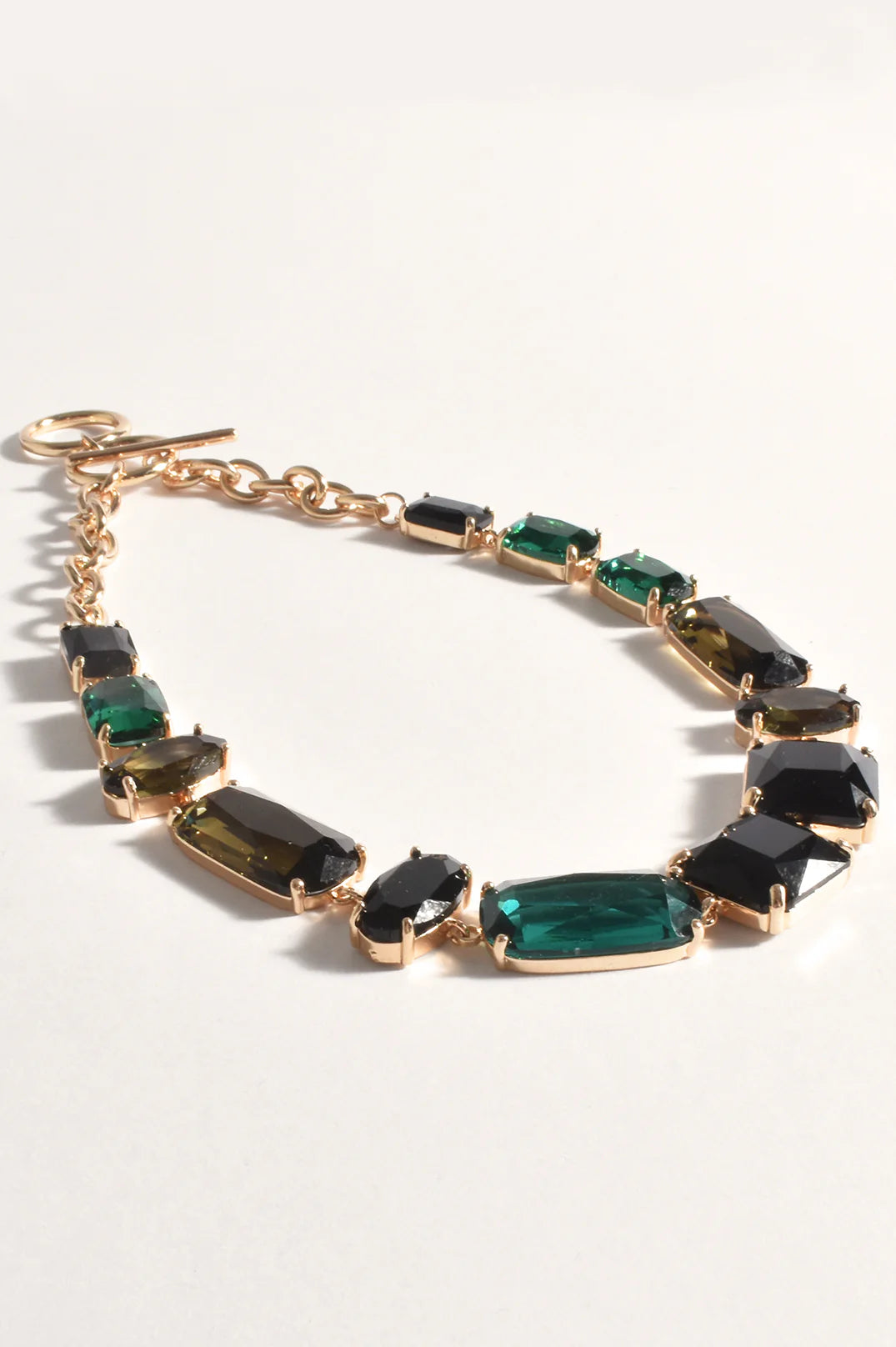 Jewel Necklace T Bar Link EMERALD