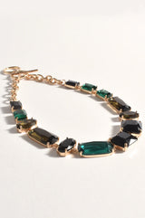 Jewel Necklace T Bar Link EMERALD