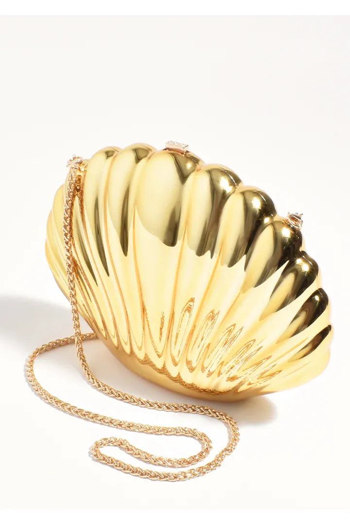 Gold Shell Structured Clutch