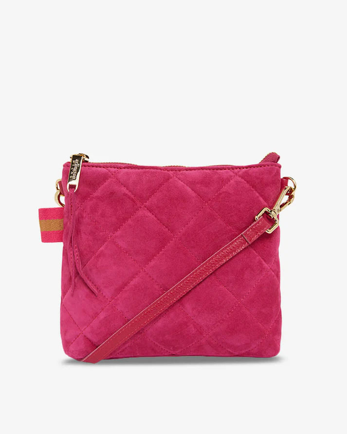 ARLINGTON Alexis Crossbody Quilted HOT PINK SUEDE