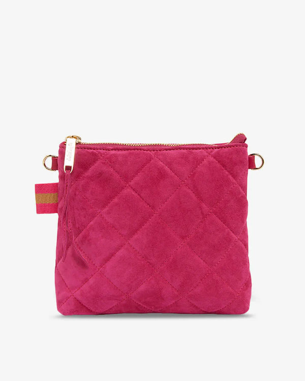 ARLINGTON Alexis Crossbody Quilted HOT PINK SUEDE