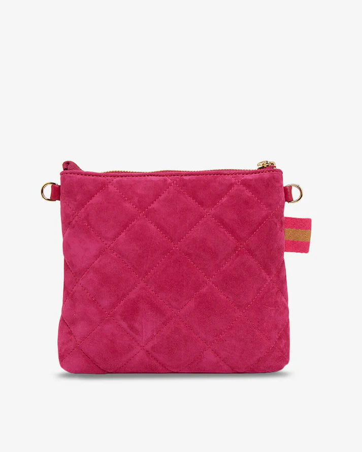 ARLINGTON Alexis Crossbody Quilted HOT PINK SUEDE