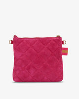 ARLINGTON Alexis Crossbody Quilted HOT PINK SUEDE