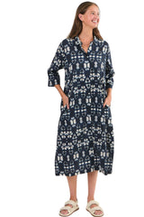 NAMASTAI Shirt Dress INDIGO SHIBORI