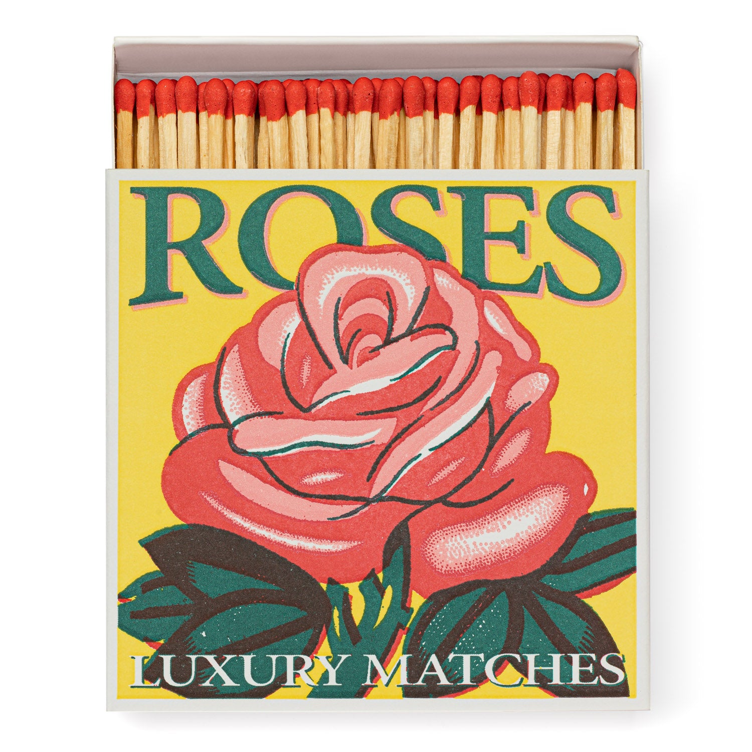 ARCHIVIST Square Box Matches RED ROSE