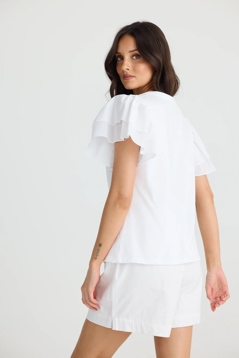 BRAVE & TRUE Gigi V-Neck Tee WHITE