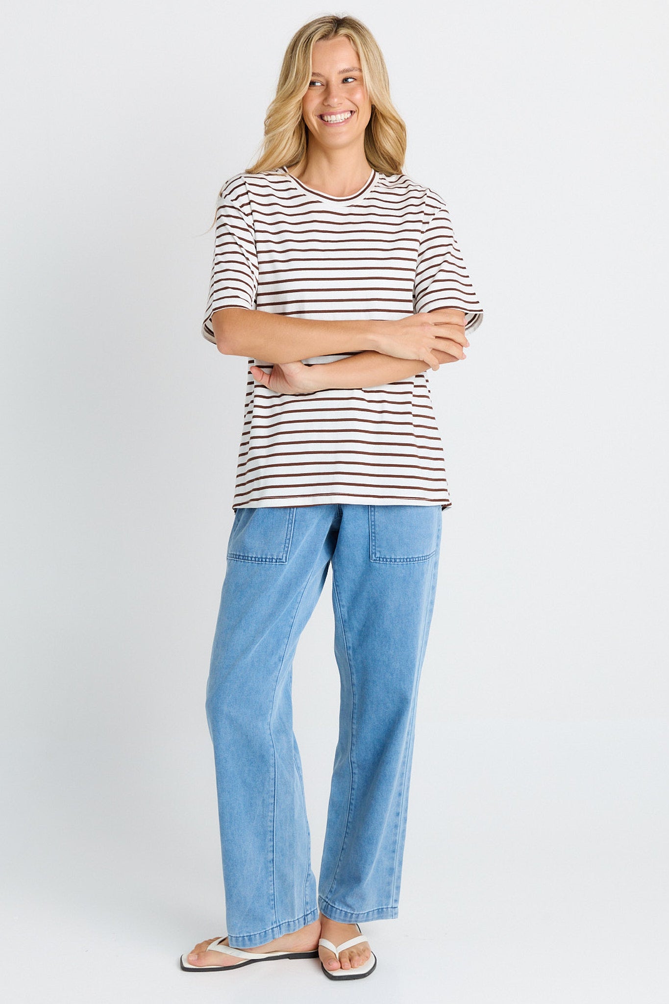 BETTY BASICS Relax Boxy Tee CHOC STRIPE