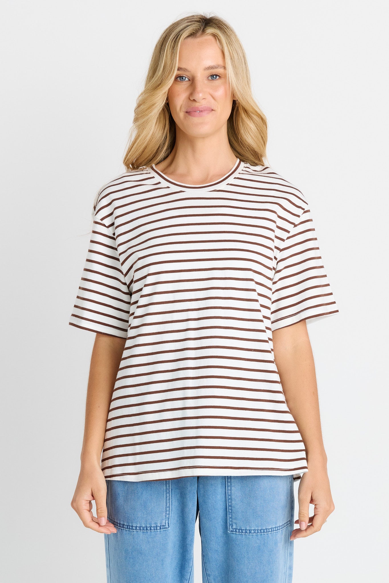 BETTY BASICS Relax Boxy Tee CHOC STRIPE