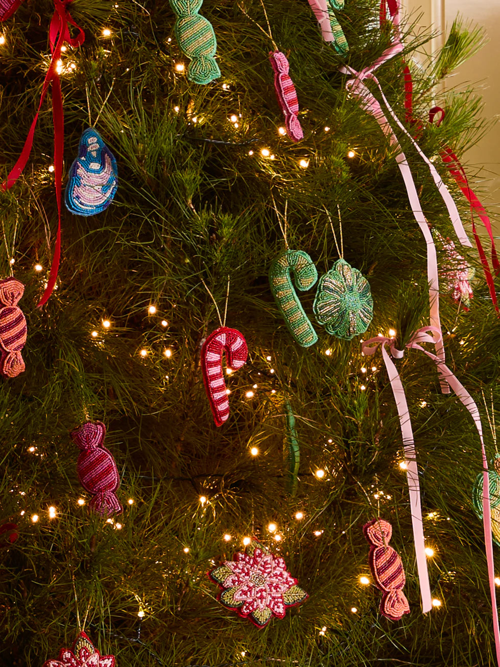 Bonnie & Neil Candy Cane Beaded Decoration