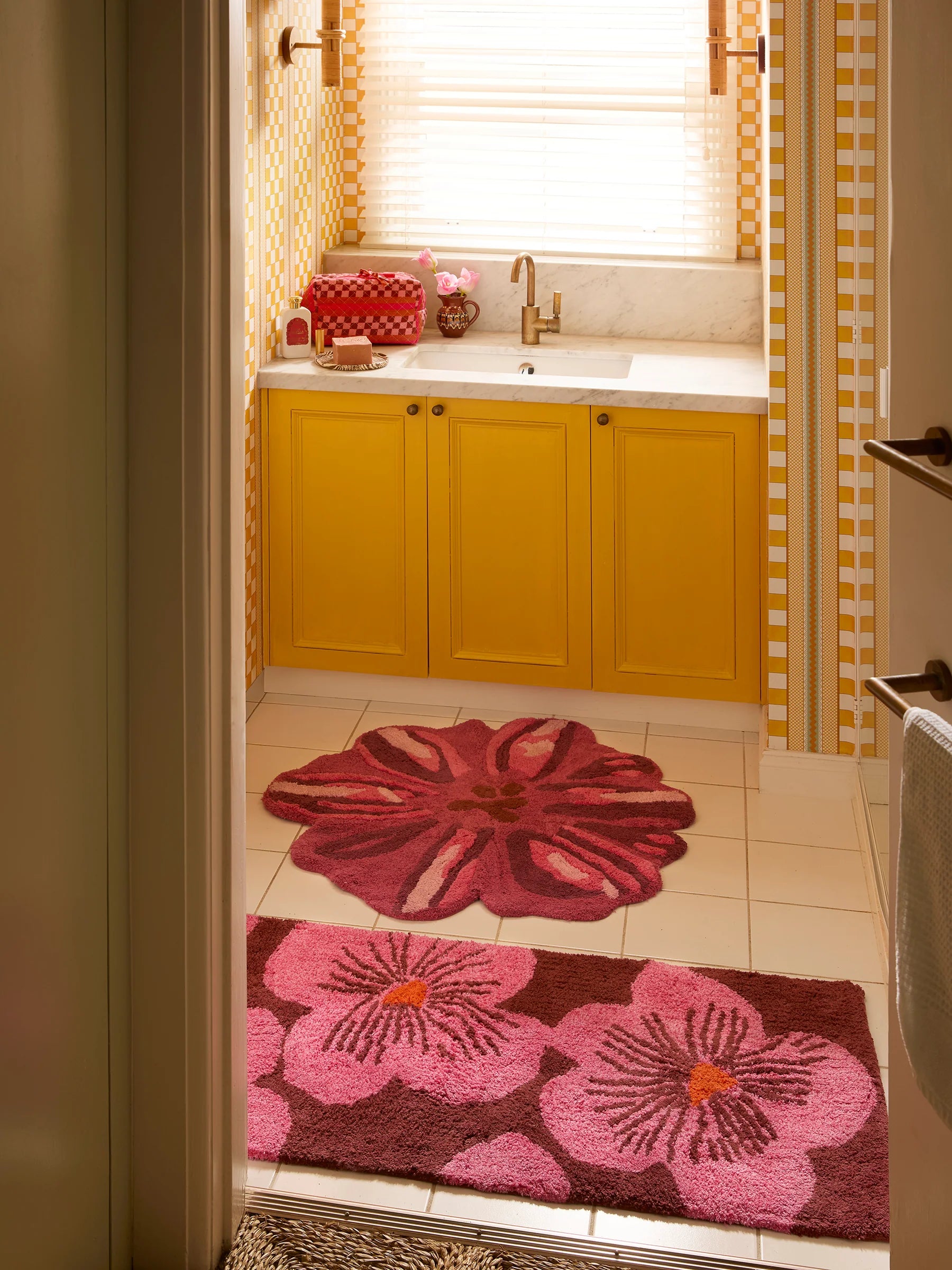 Bonnie and Neil Jardin Long Pink Bath Mat