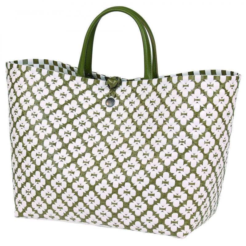 HANDED BY Large Motif Bag OLIVE AND WHITE