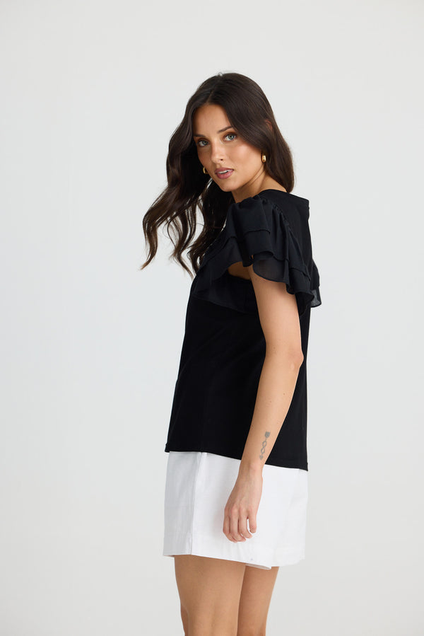 BRAVE & TRUE Gigi V-Neck Tee BLACK