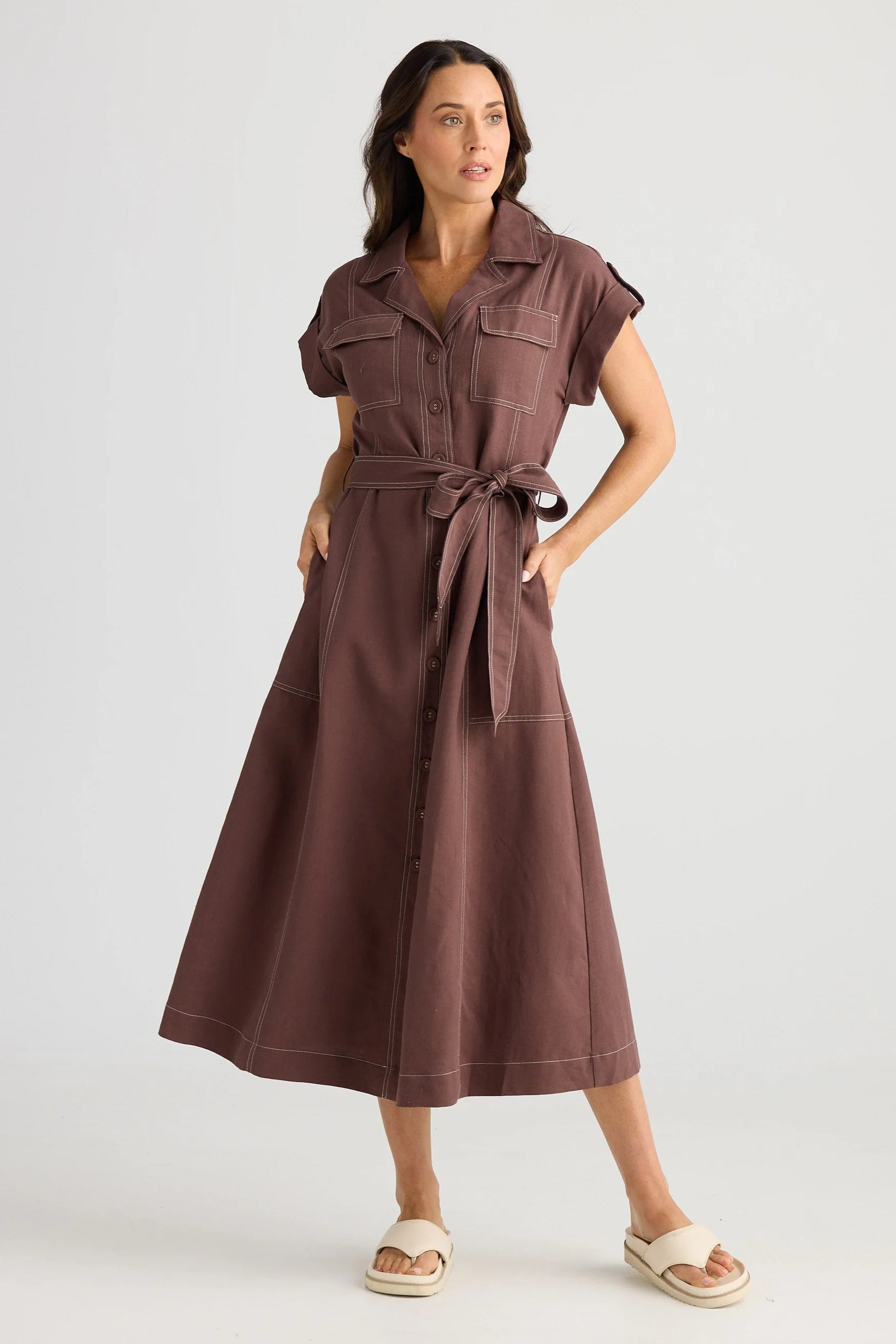 BRAVE & TRUE Portia Dress CHOCOLATE
