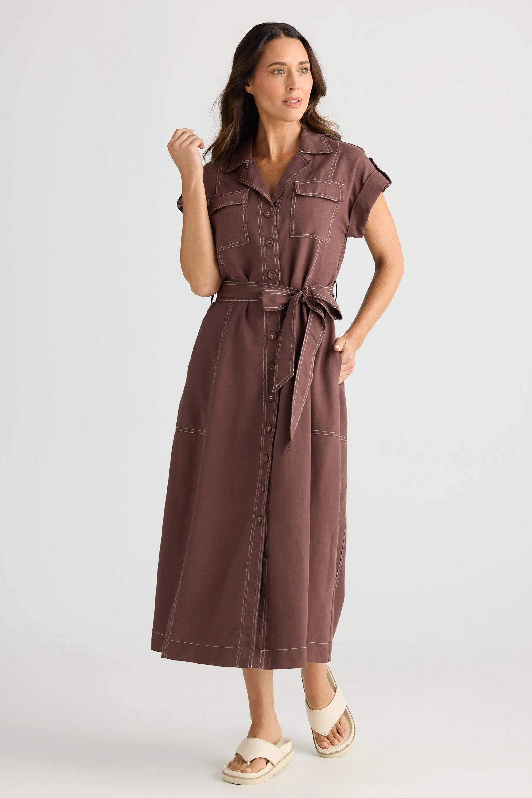 BRAVE & TRUE Portia Dress CHOCOLATE