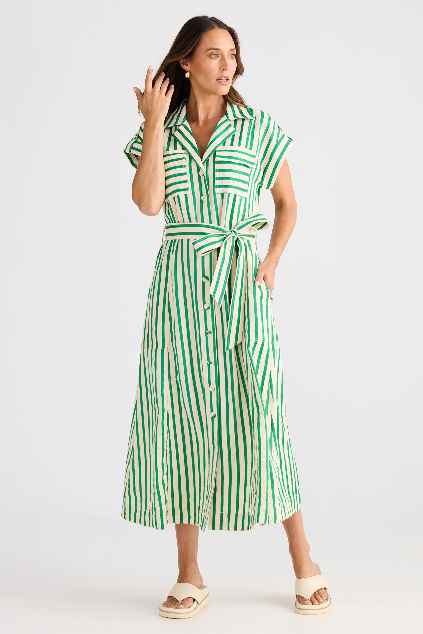 BRAVE & TRUE Portia Dress JADE STRIPE