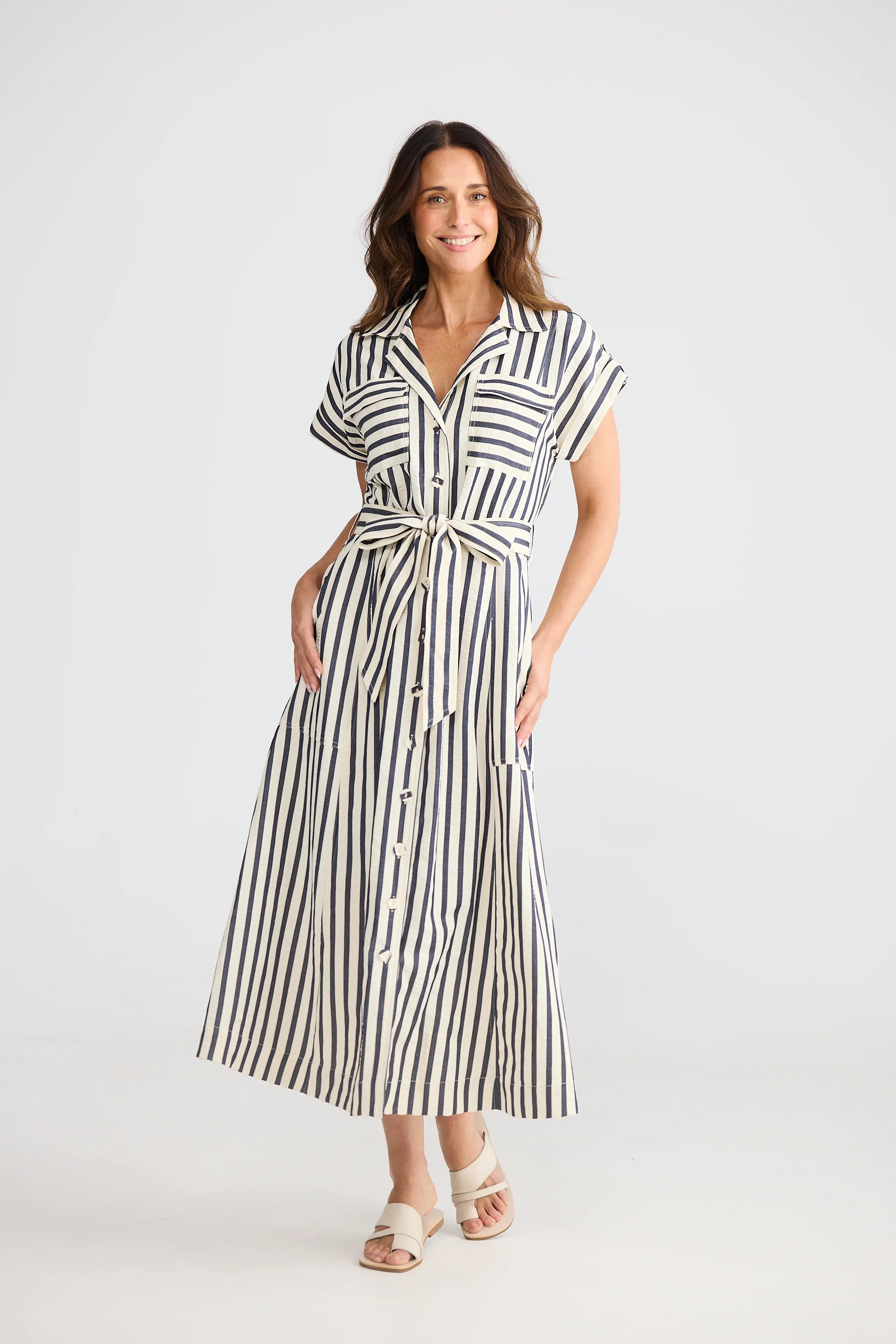 BRAVE & TRUE Portia Dress NAVY STRIPE
