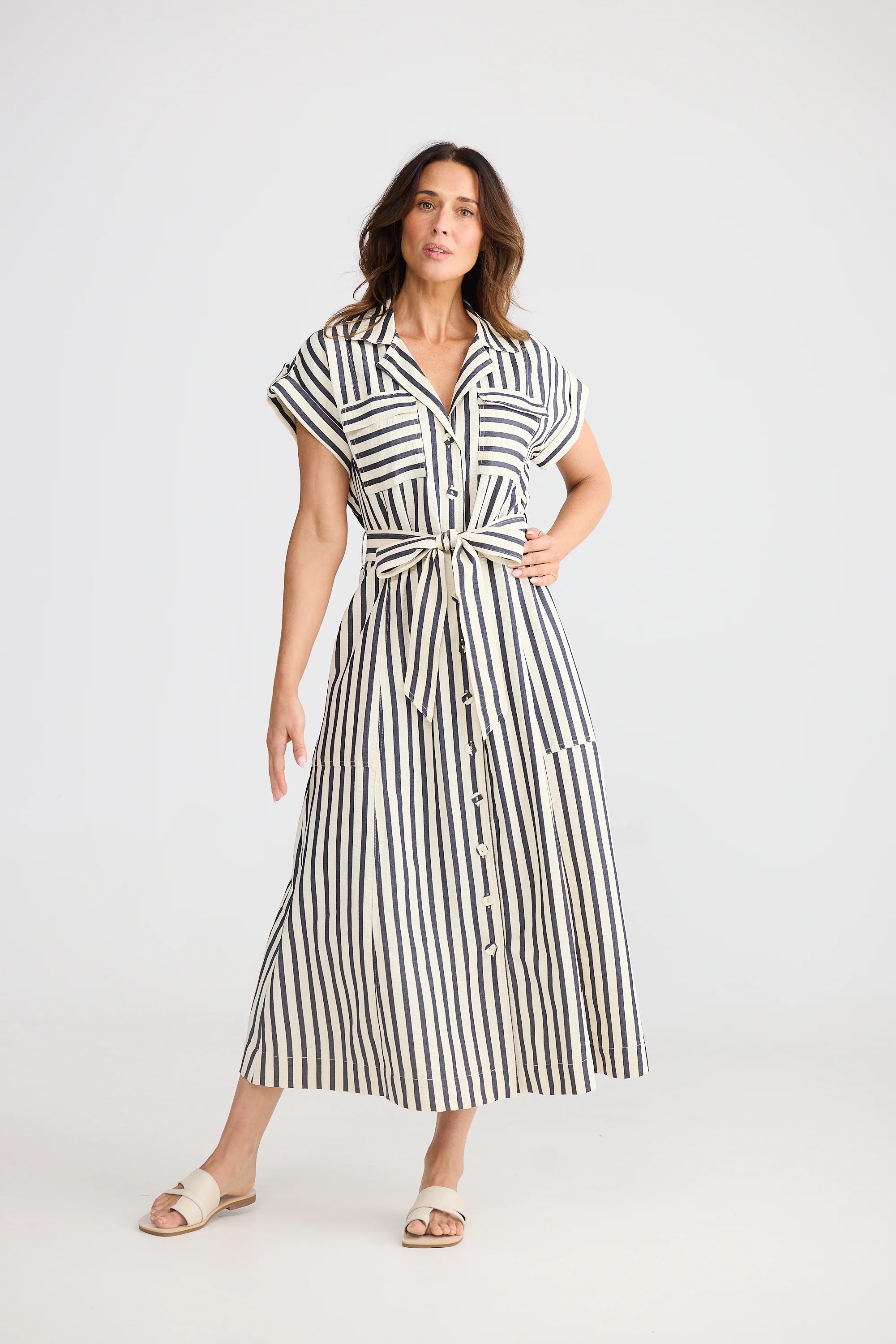 BRAVE & TRUE Portia Dress NAVY STRIPE