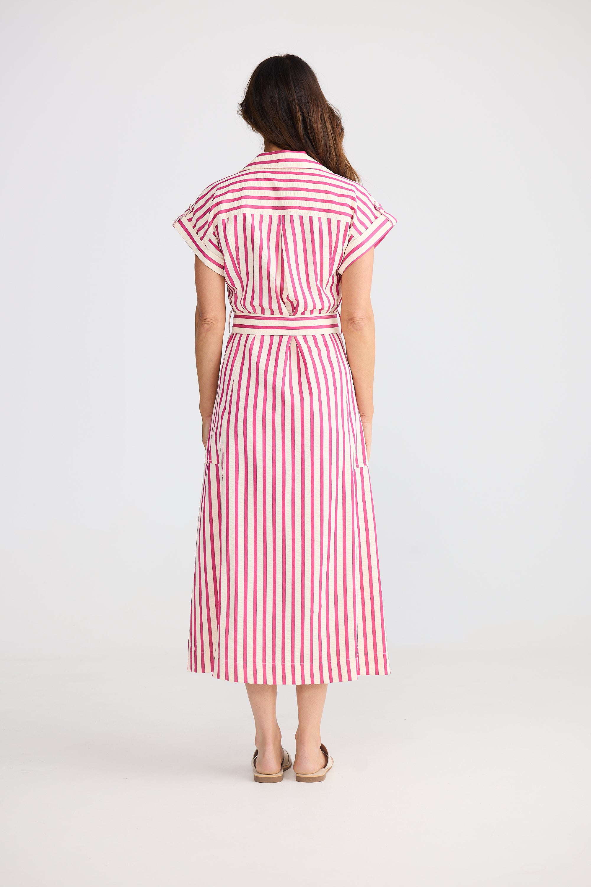 BRAVE & TRUE Portia Dress HOT PINK STRIPE