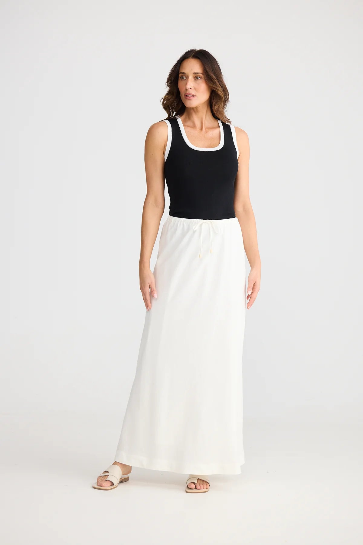 BRAVE & TRUE Hettie Bias Skirt OFF WHITE