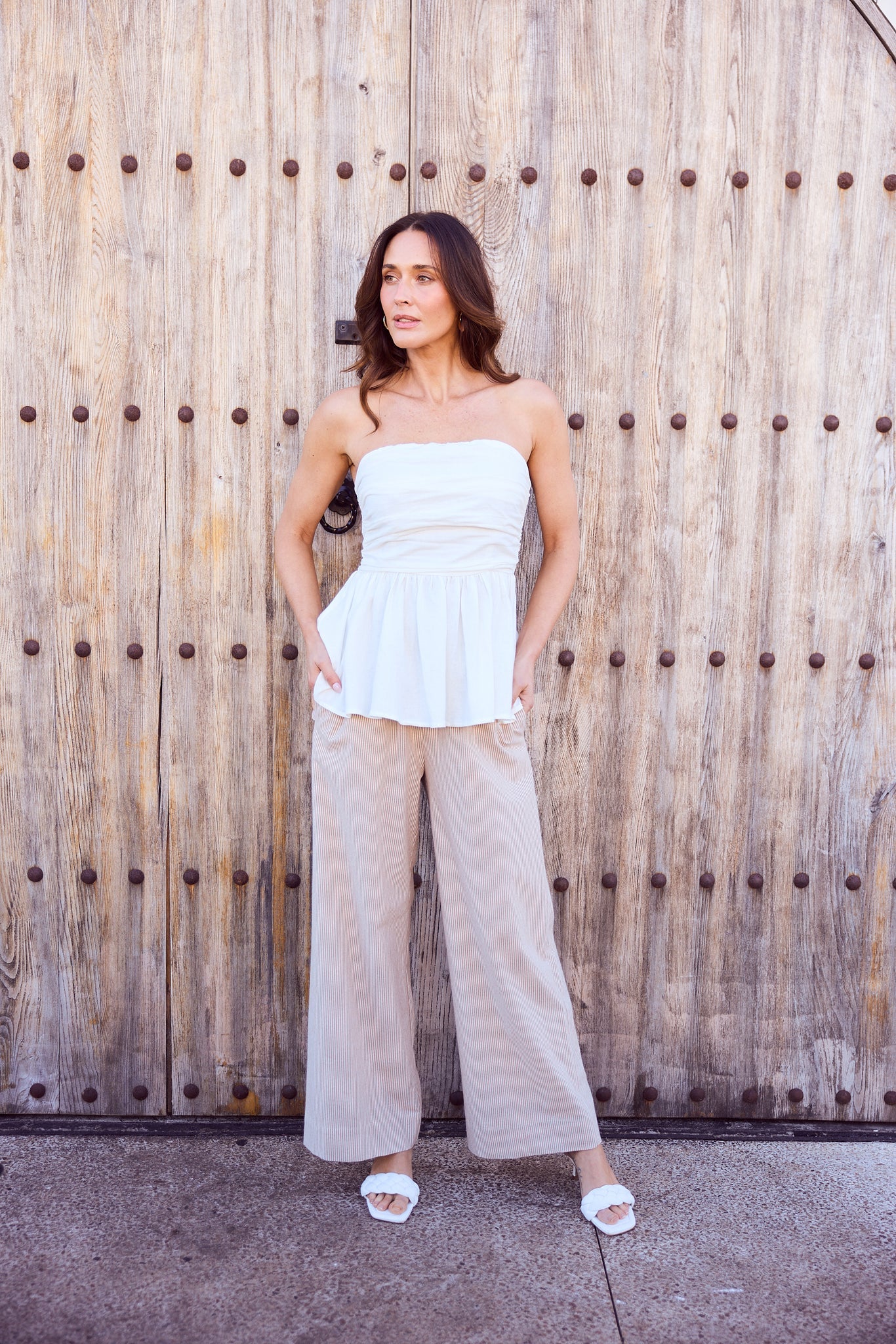 BRAVE & TRUE Monty Pant LATTE PINSTRIPE