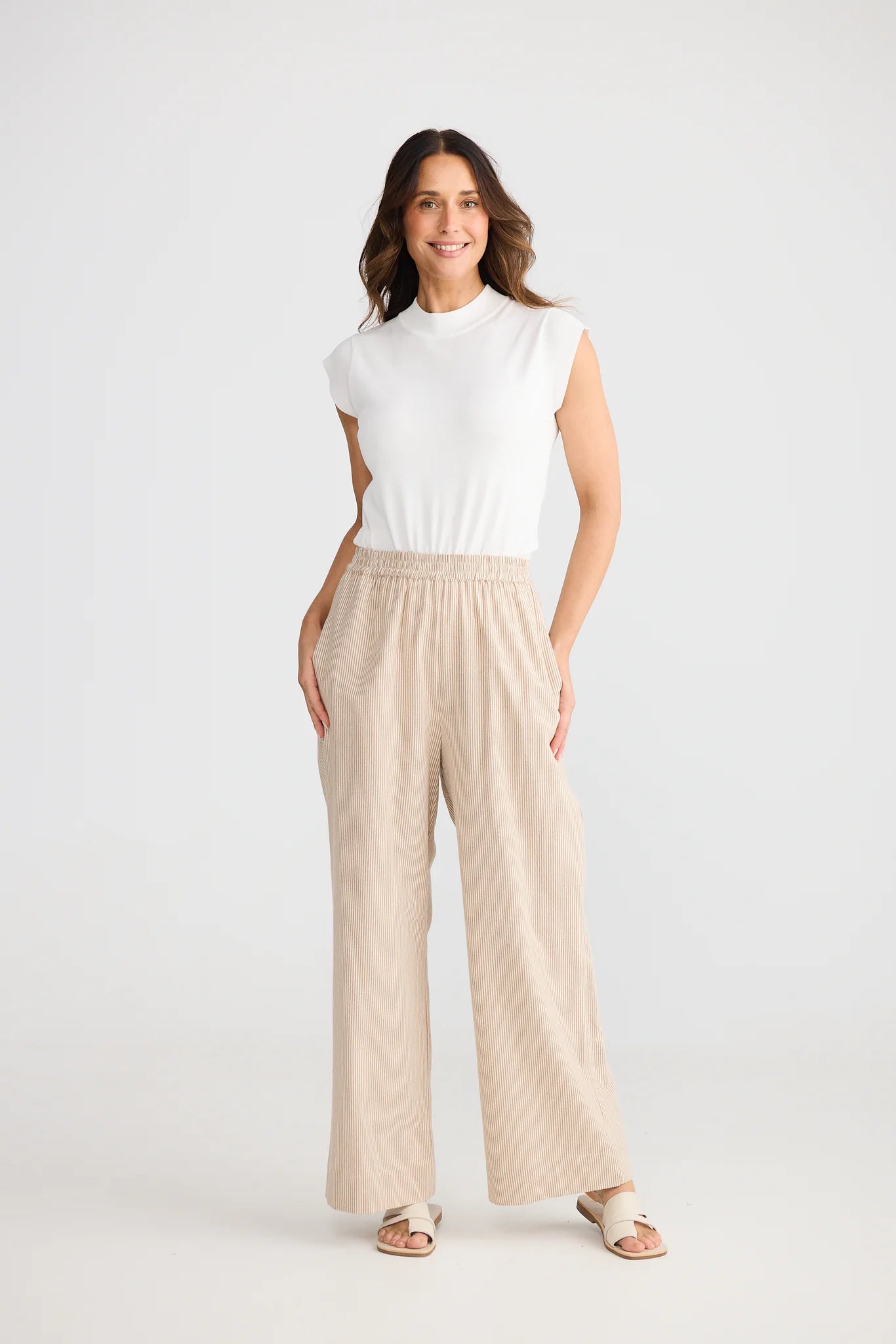 BRAVE & TRUE Monty Pant LATTE PINSTRIPE