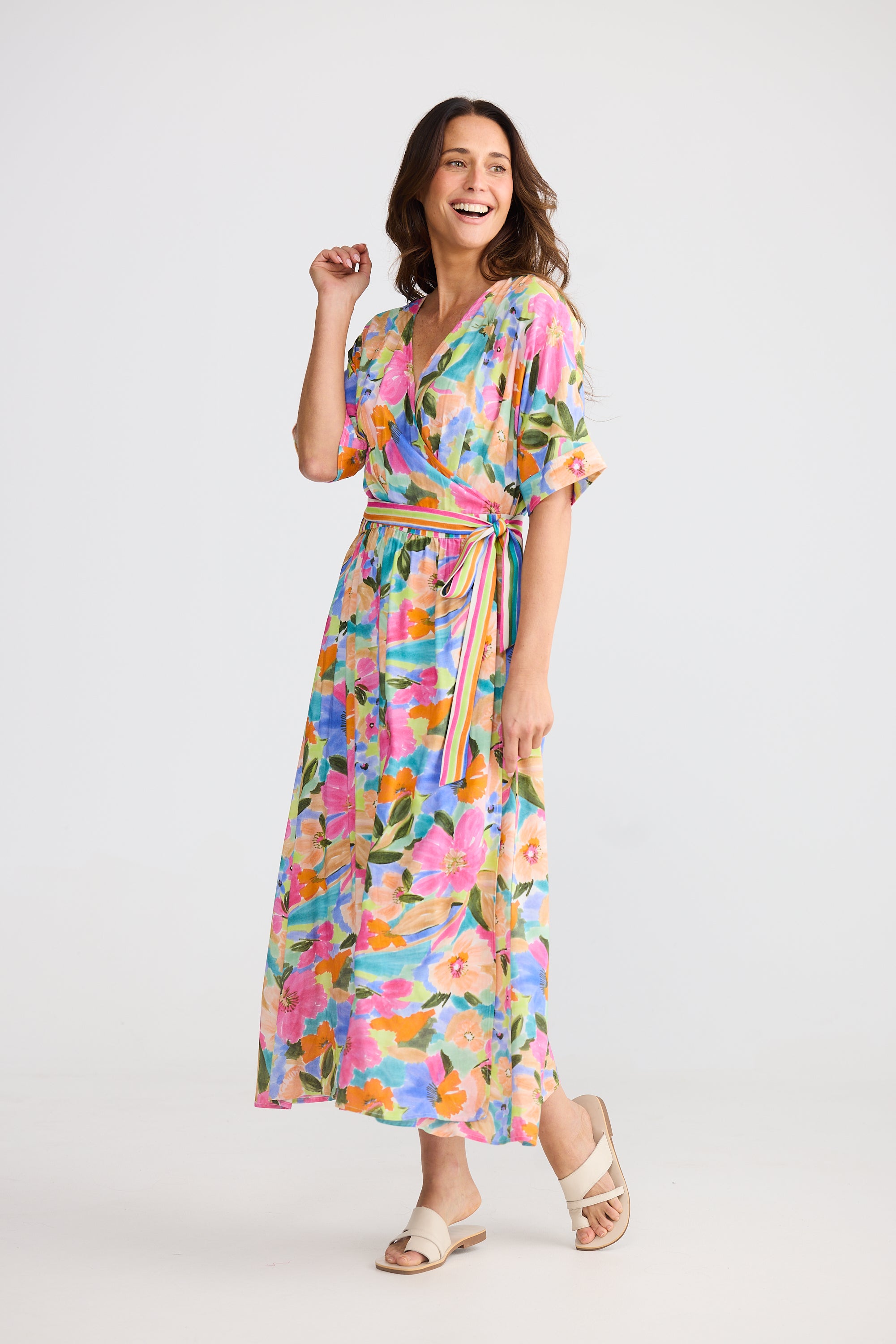 BRAVE & TRUE Darla Wrap Dress ELECTRIC BLOOM