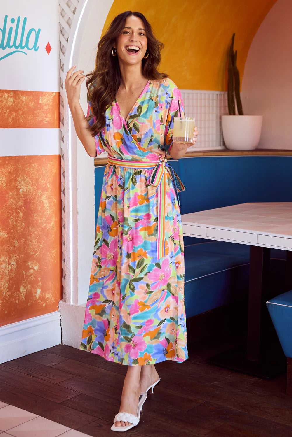 BRAVE & TRUE Darla Wrap Dress ELECTRIC BLOOM