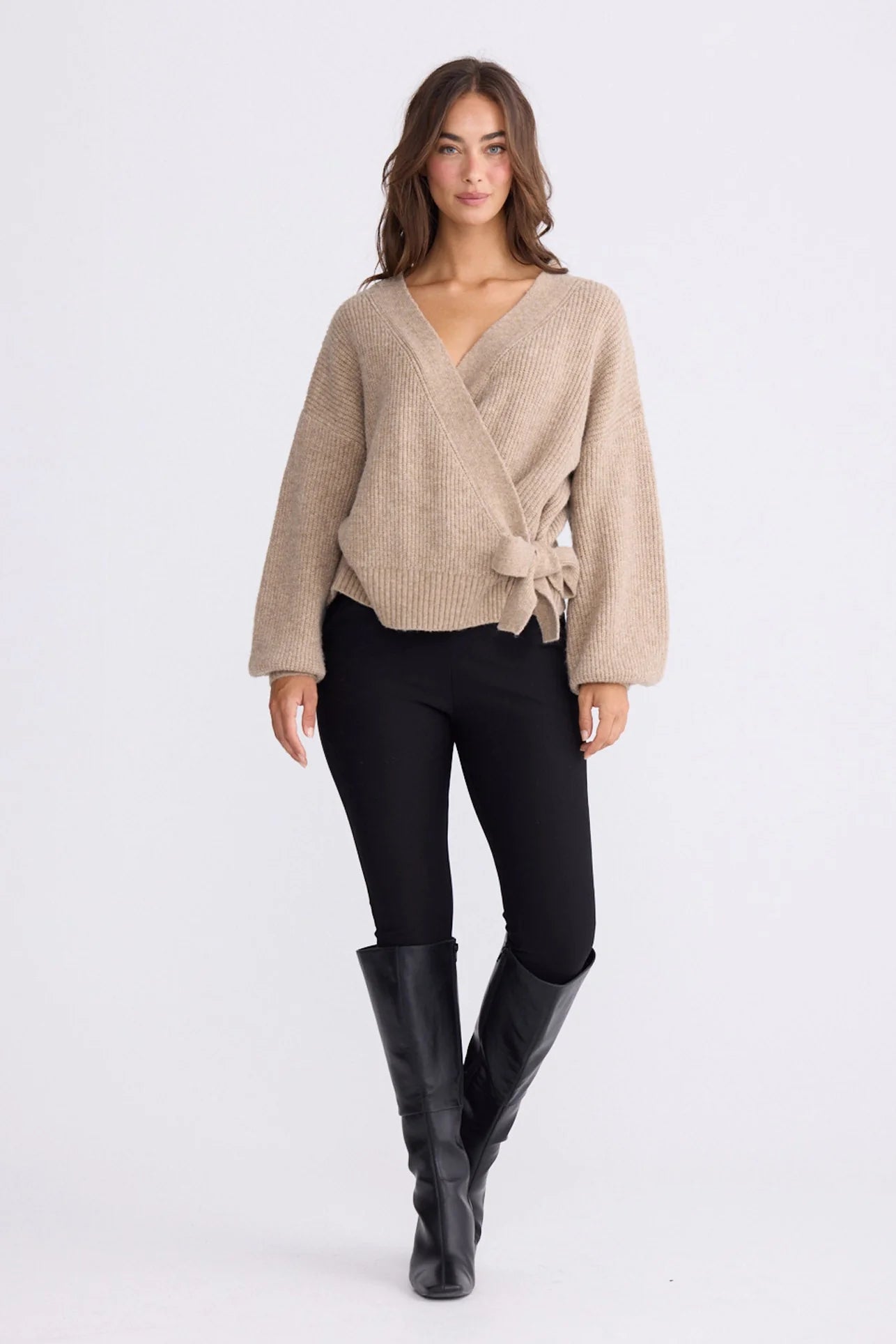 BRAVE & TRUE Monteith Wrap Knit OAT MARLE