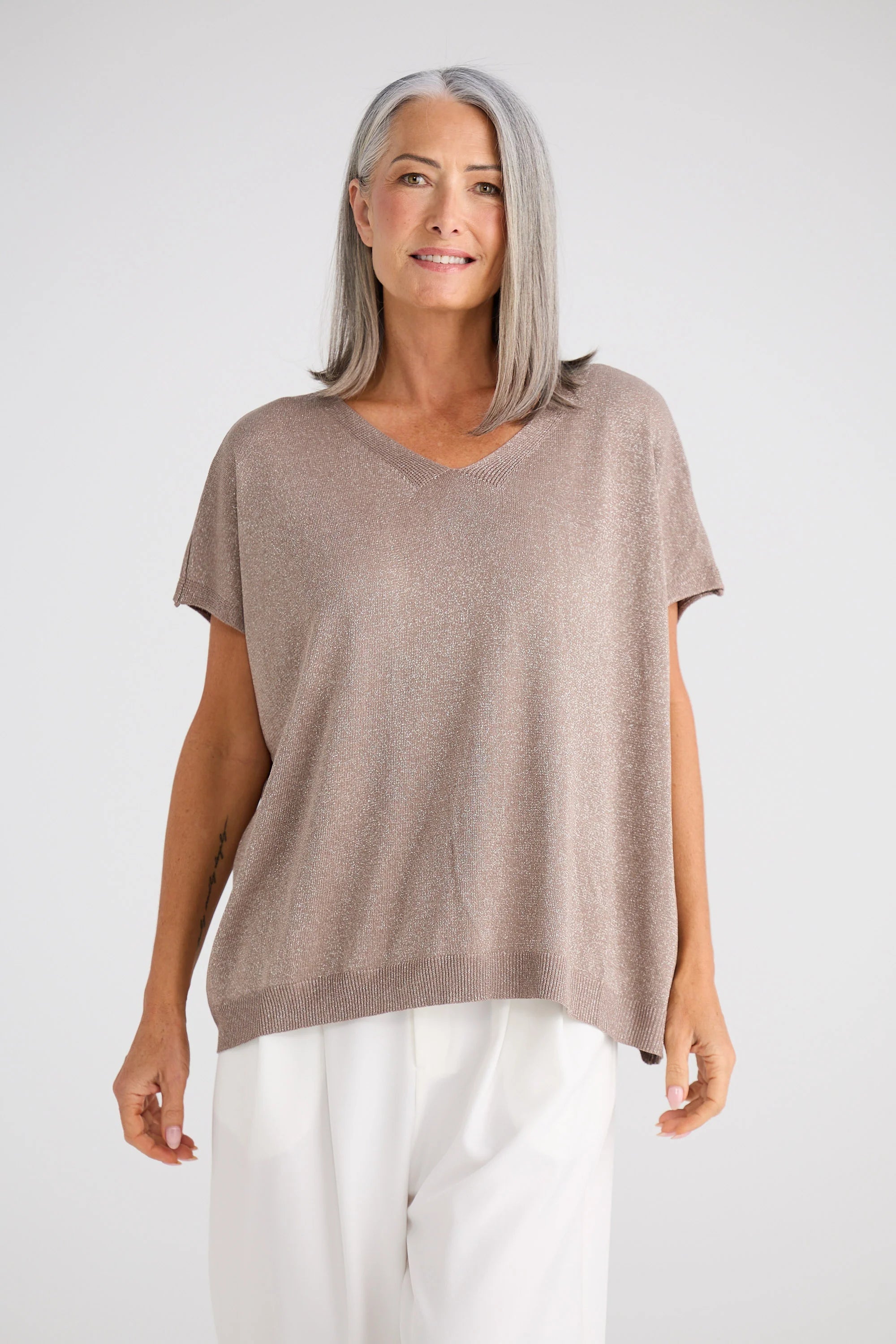 BRAVE & TRUE Radiance Knit Top CHAMPAGNE