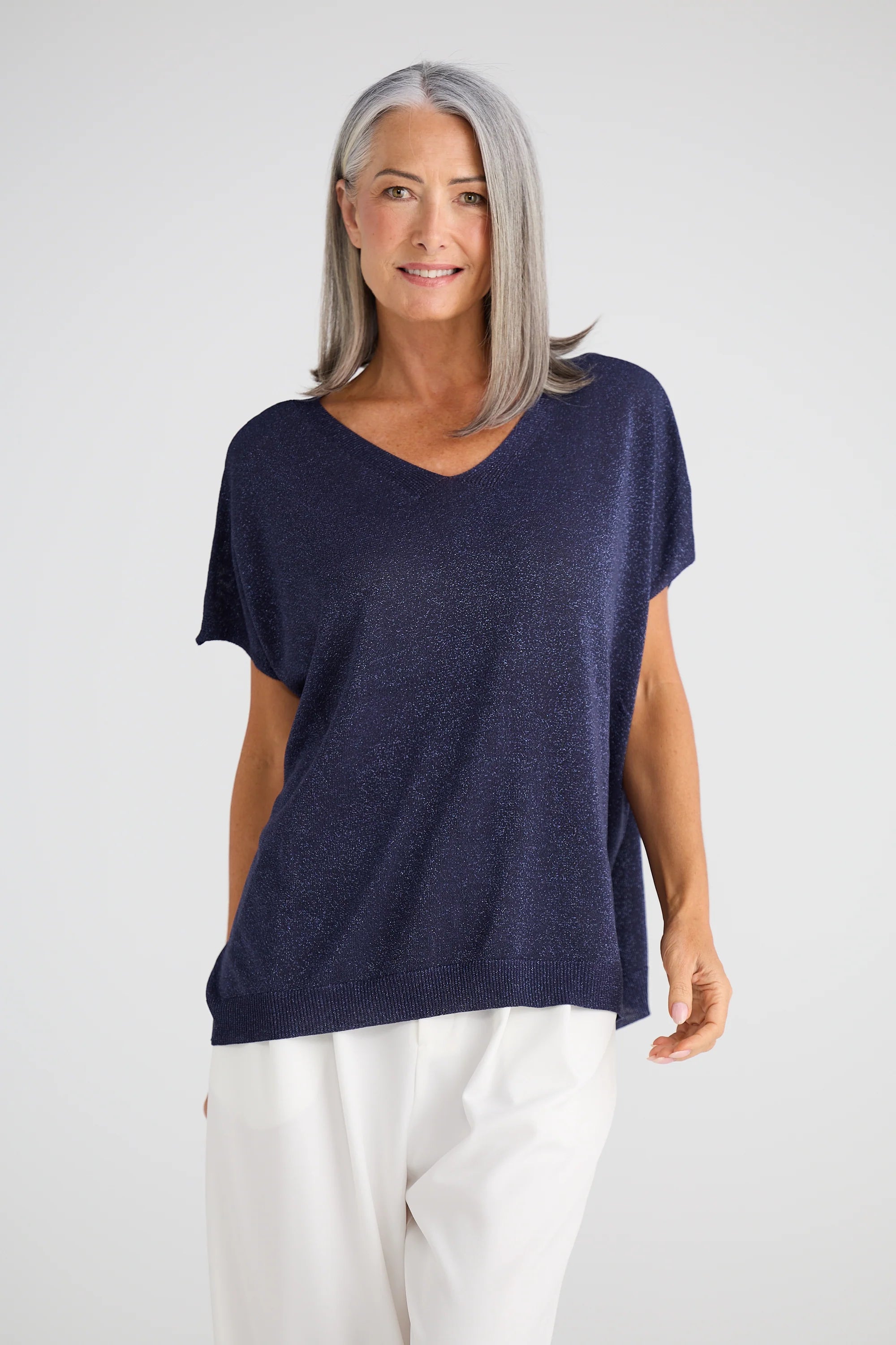 BRAVE & TRUE Radiance Knit Top NAVY