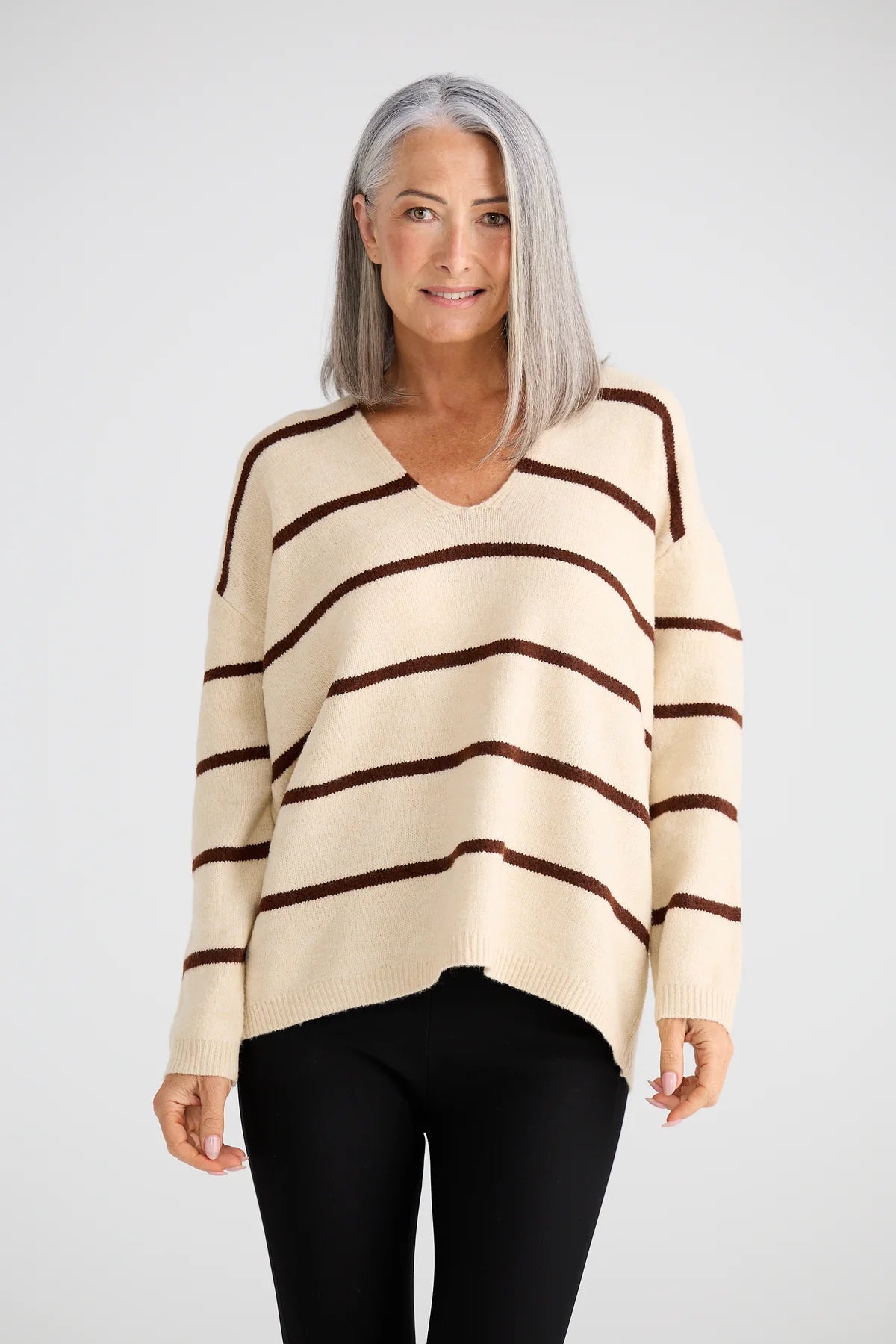 BRAVE & TRUE Hallie Knit CHOCOLATE STRIPE