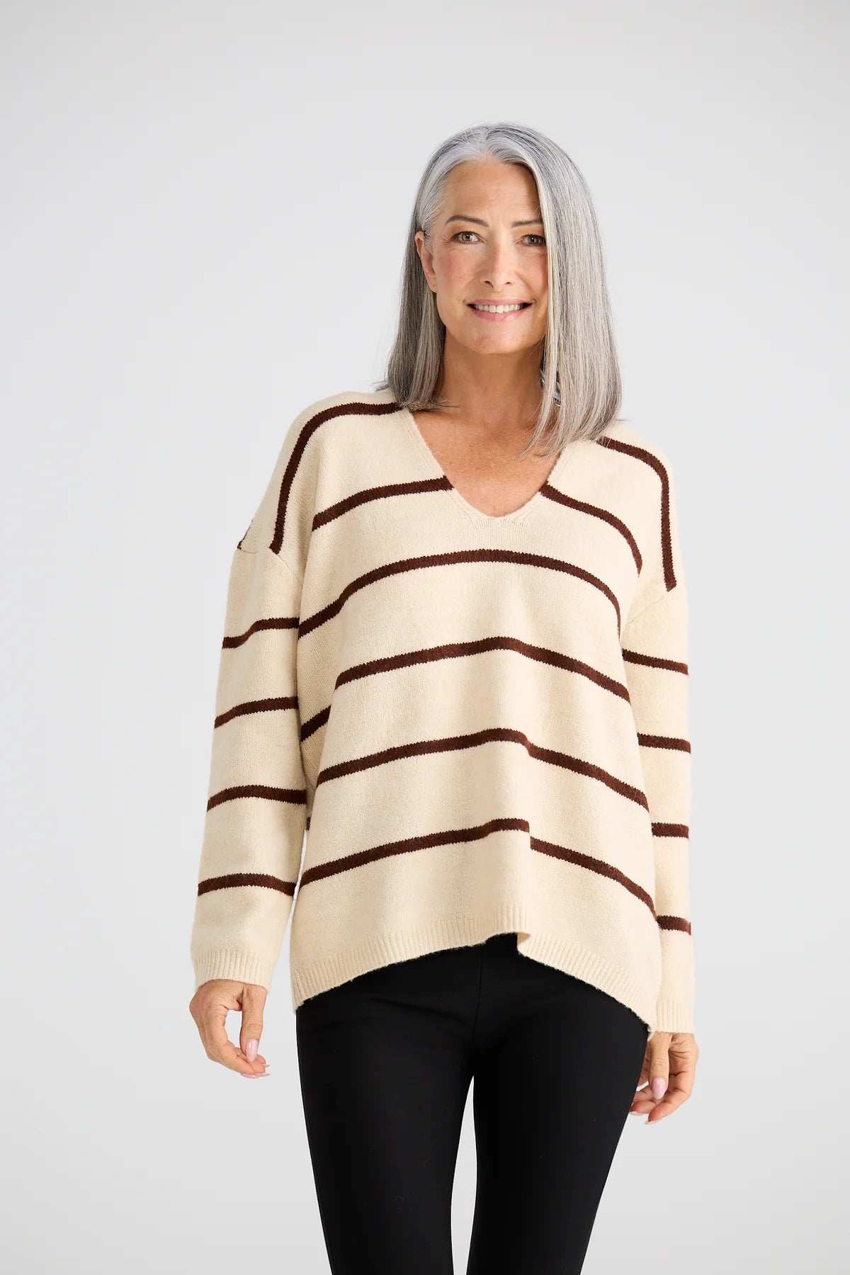 BRAVE & TRUE Hallie Knit CHOCOLATE STRIPE