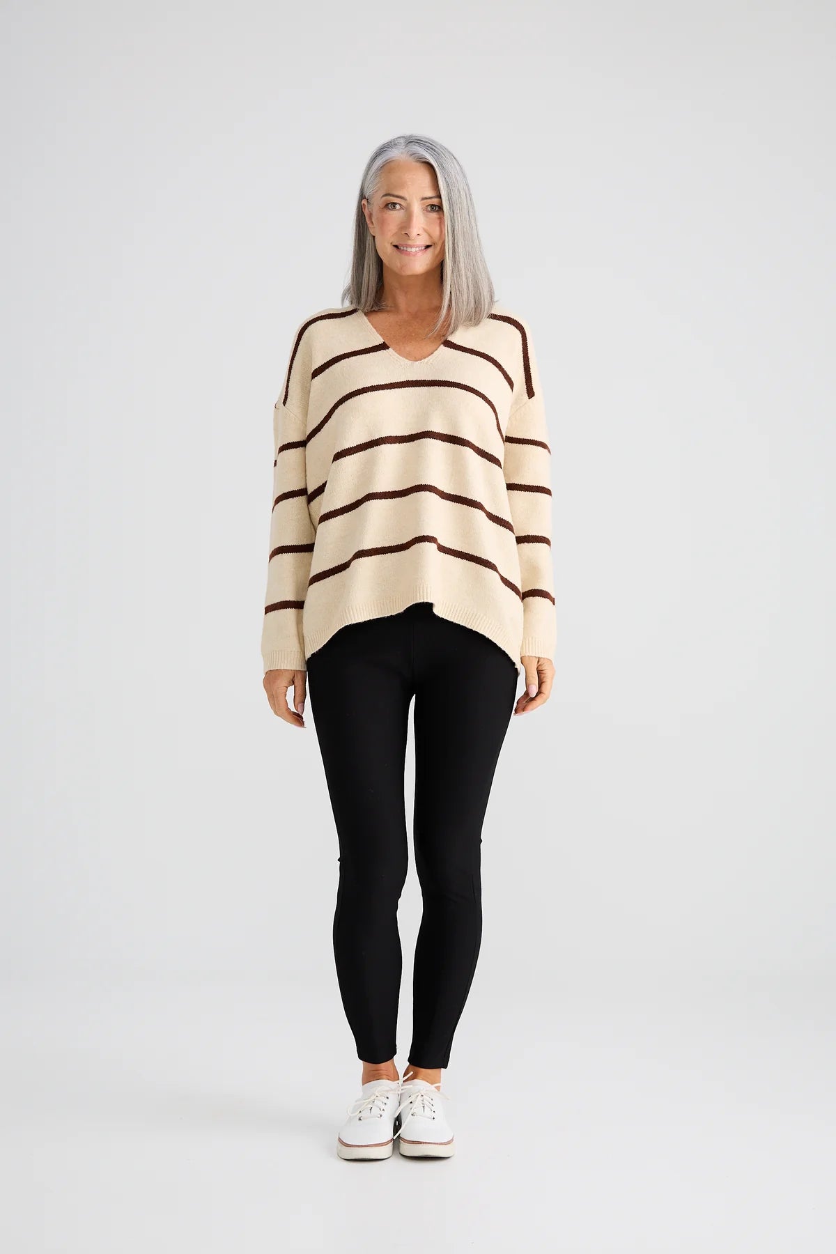 BRAVE & TRUE Hallie Knit CHOCOLATE STRIPE