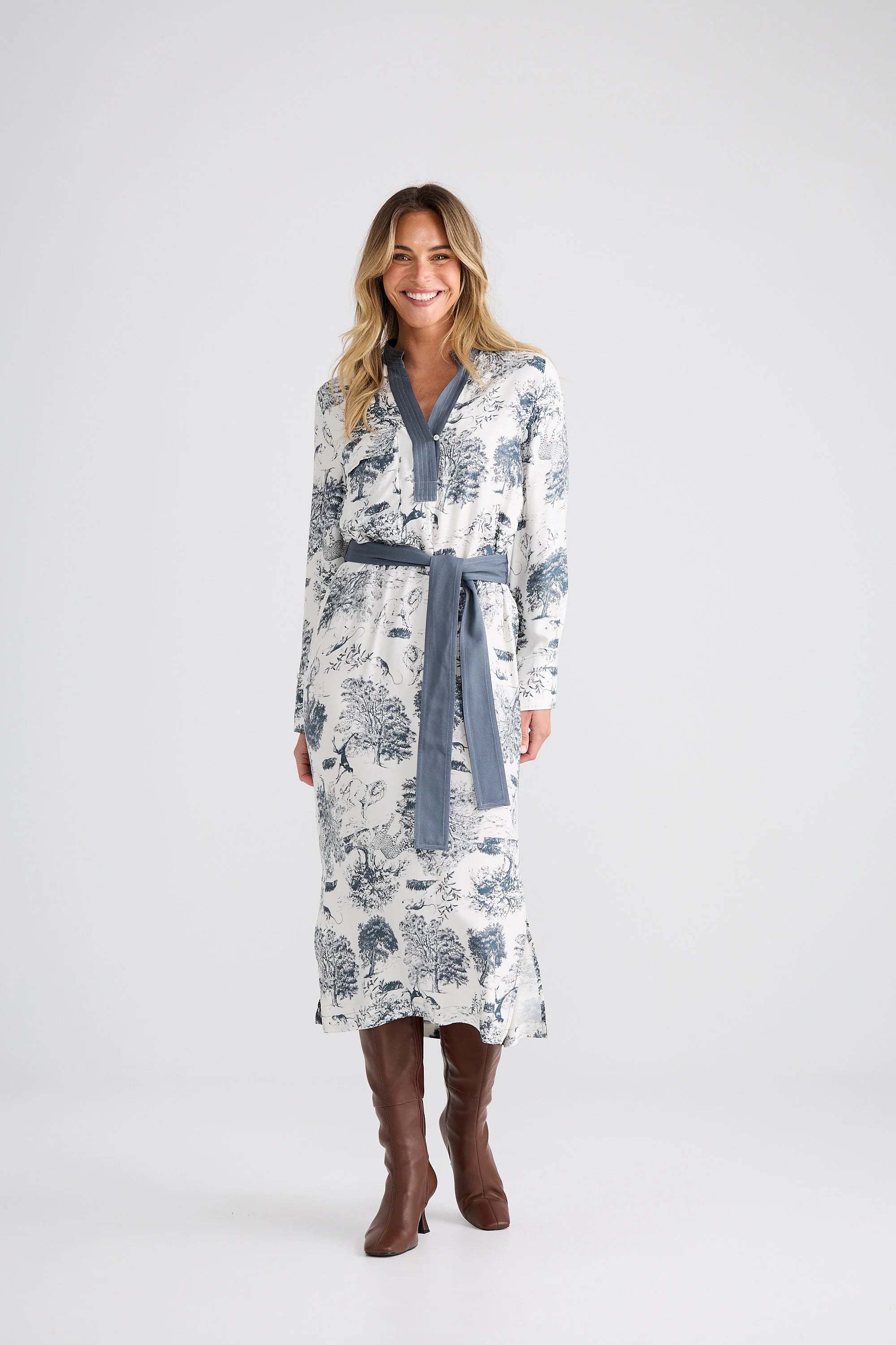 BRAVE & TRUE Keera Dress SLATE TOILE
