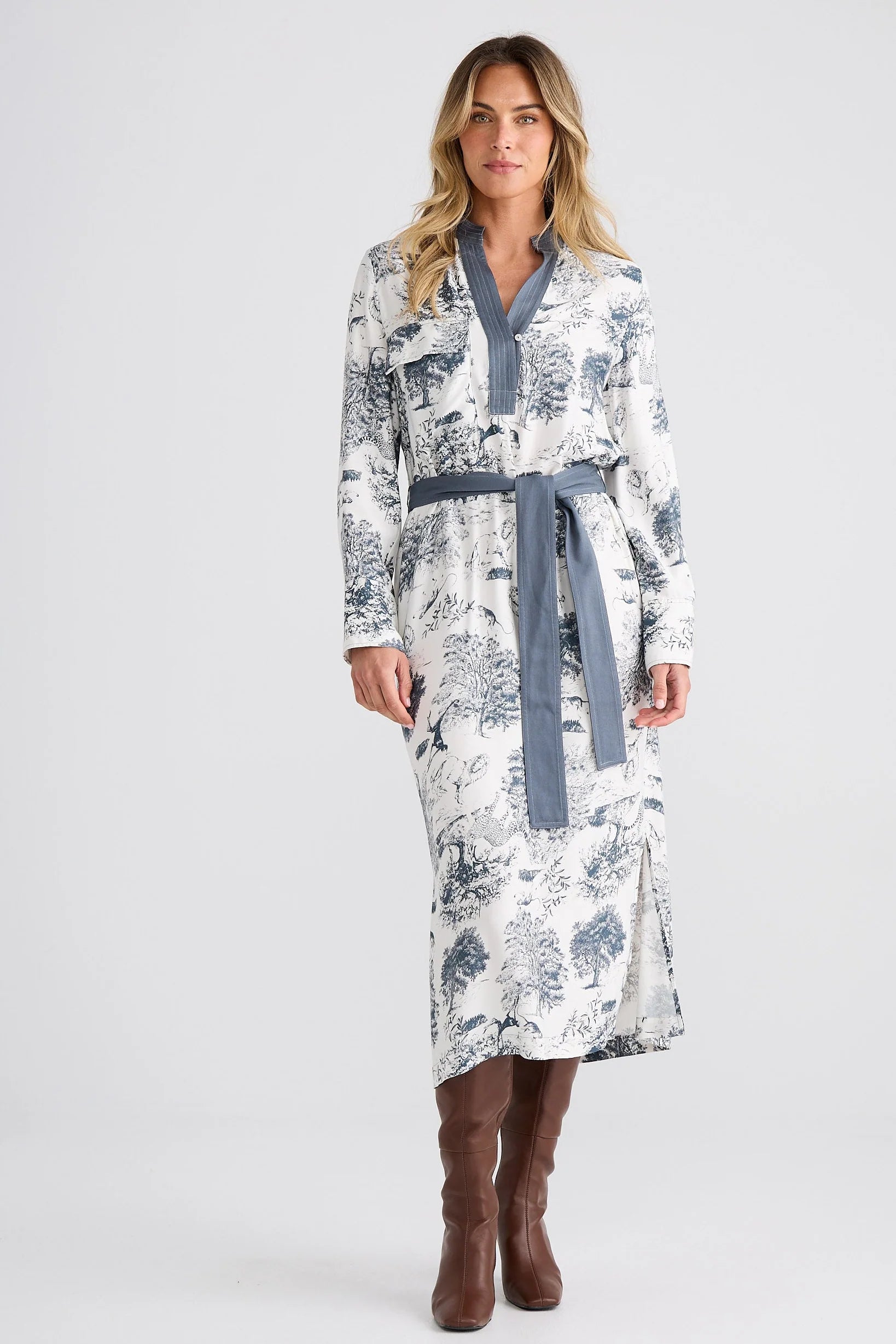 BRAVE & TRUE Keera Dress SLATE TOILE