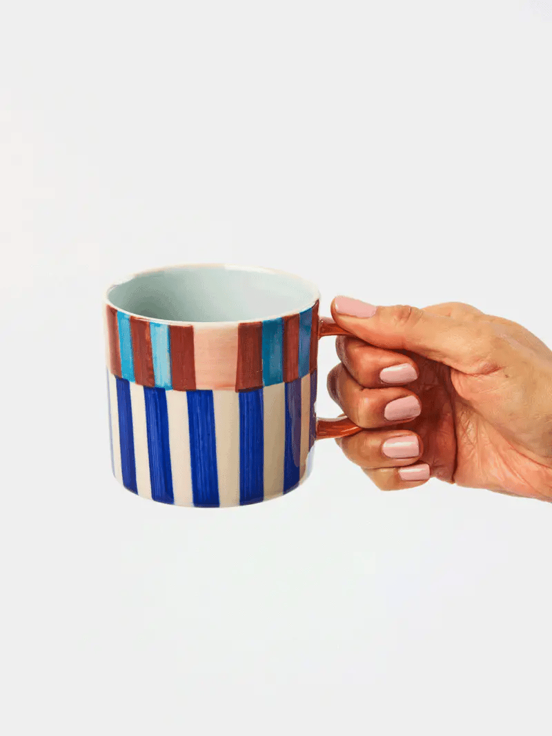 JONES & CO Bloomie Mug BLUE STRIPE