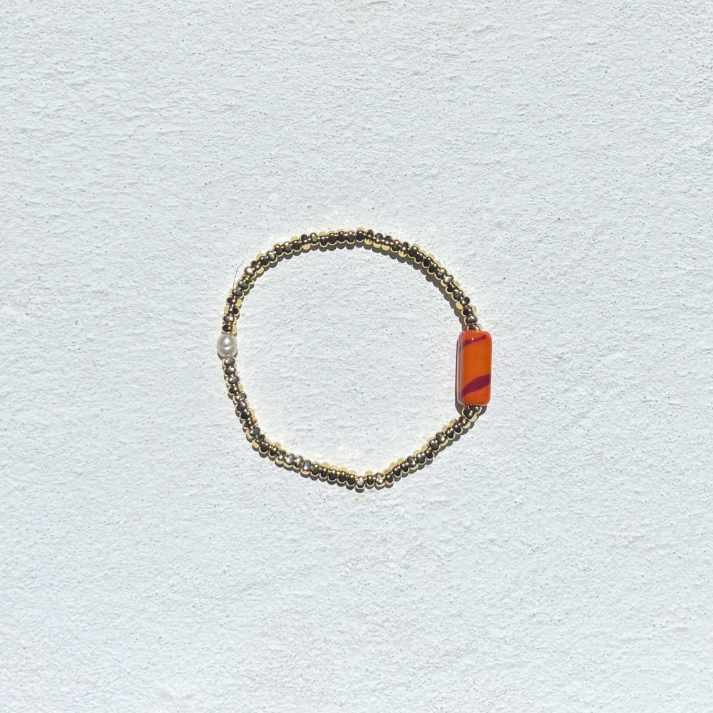 HEI TAI Gold Bead BON BON Bracelet ORANGE