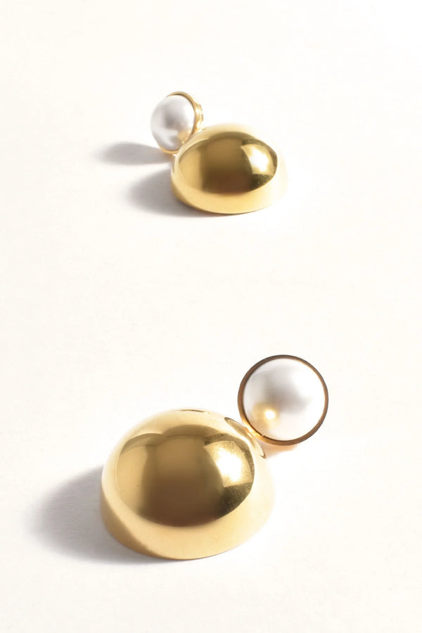 Pearl Top Gold Ball Earrings