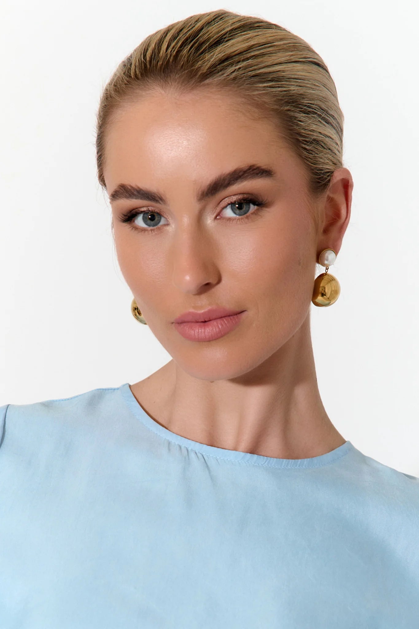 Pearl Top Gold Ball Earrings