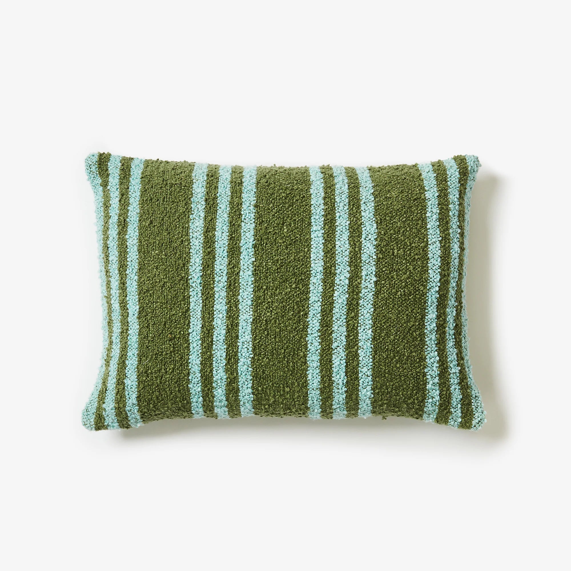 BONNIE & NEIL Boucle Trio Stripe Cushion 60 x 40 KHAKI + BLUE