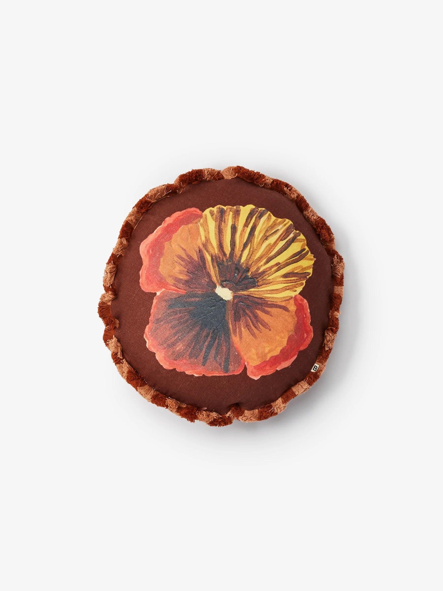 Bonnie & Neil Wild Pansy Chocolate Round Cushion 45cm