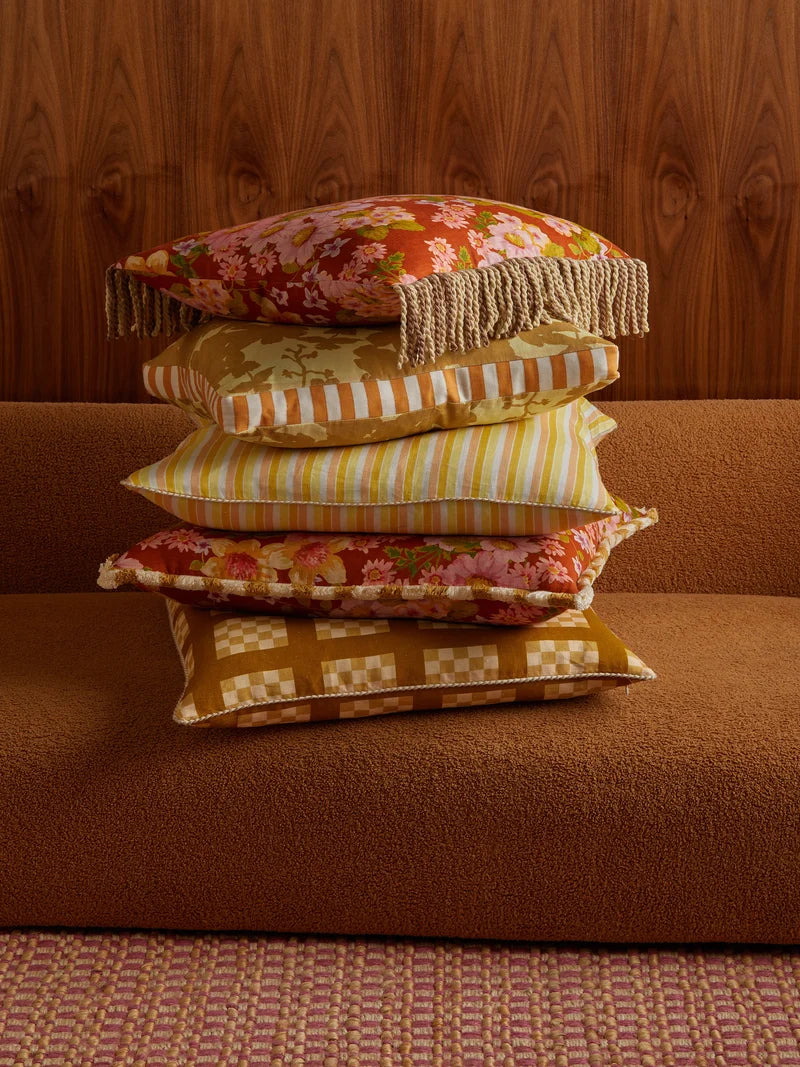 Bonnie & Neil Lattice Cushion WHEAT 60cm