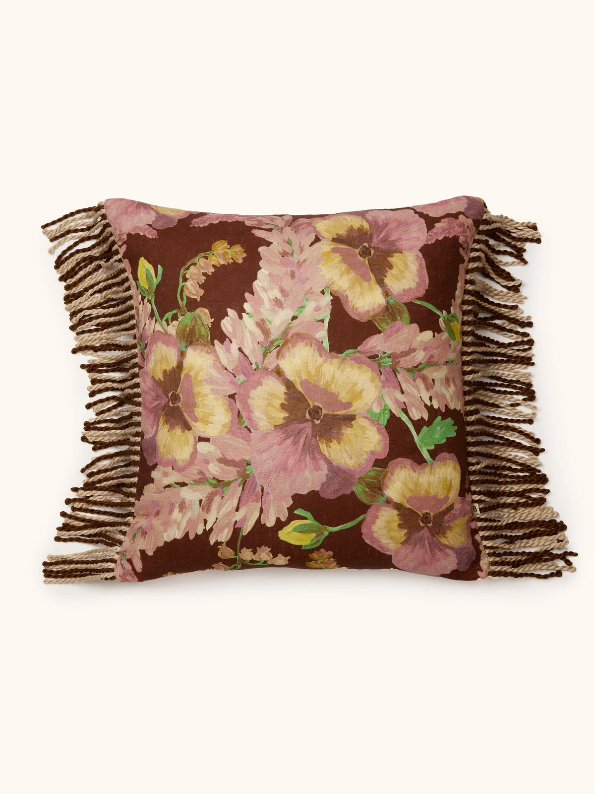 Bonnie & Neil Mountain Floral Cushion Cocoa 50cm